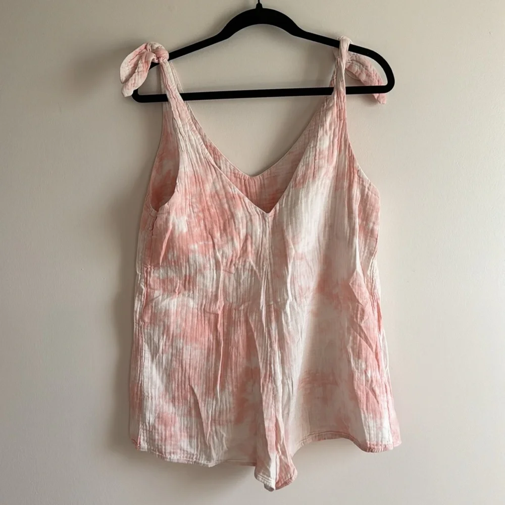 Show Me Your Mumu Cream and Pink Tilda Twisted Tie Dye Gauze Romper - Size S - Picture 5 of 7